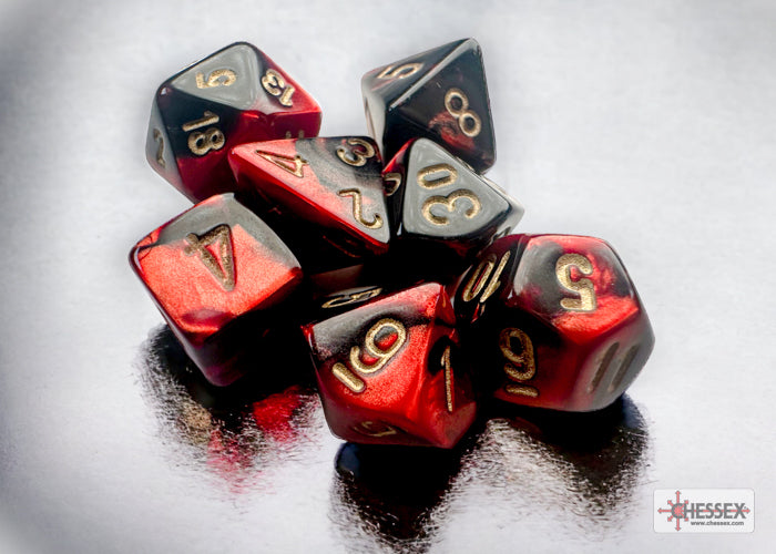 Chessex Mini: Gemini - Black-Red/Gold