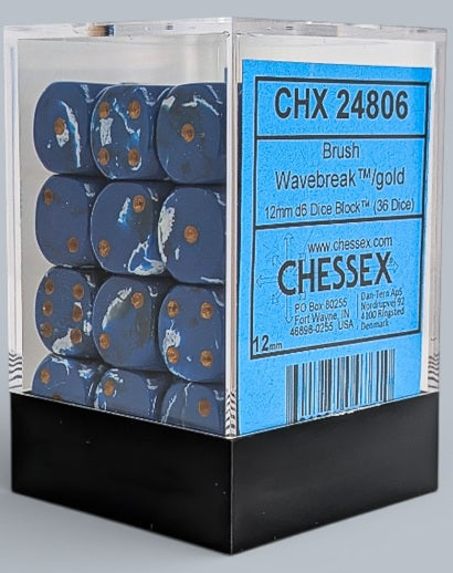 Chessex Thirty-Six d6 Pack: Brush Wavebreak/Gold