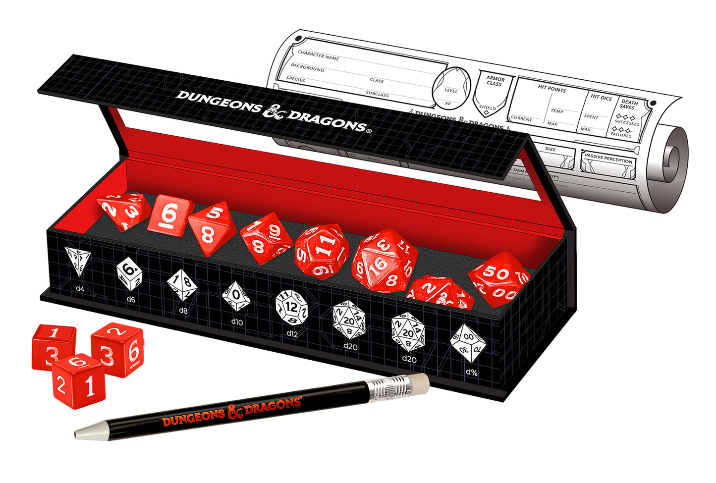 D&D New Adventurer Dice Set - Red