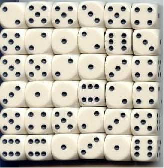 Chessex Thirty-Six D6 Pack: Opaque - White/Black