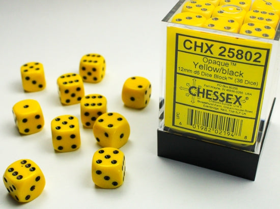 Chessex Thirty-Six D6 Pack: Opaque - Yellow/Black