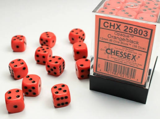 Chessex Thirty-Six D6 Pack: Opaque - Orange/Black