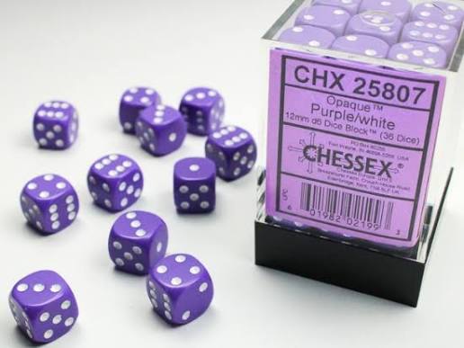 Chessex Thirty-Six D6 Pack: Opaque - Purple/White