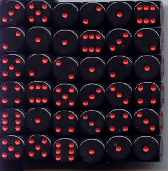 Chessex Thirty-Six D6 Pack: Opaque - Black/Red