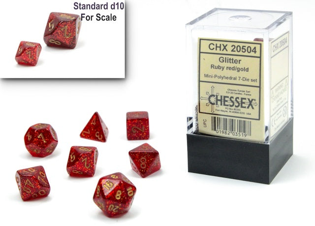 Chessex Mini: Glitter - Ruby/Gold
