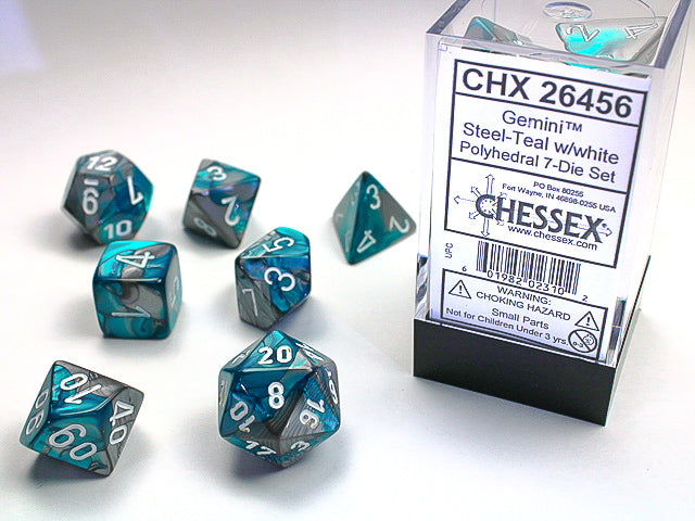 Chessex: Steel-Teal/White