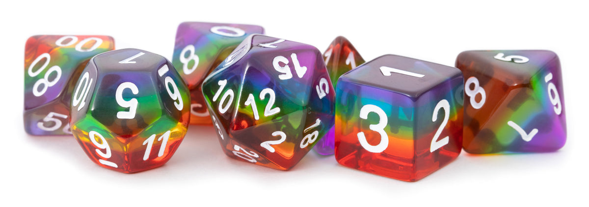 Resin Dice - Translucent Rainbow 7-Piece Set (16mm)