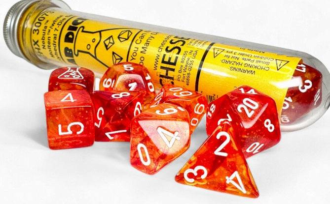 Chessex Lab Dice: Nebula Molten/White