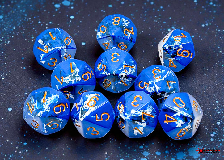 Chessex Ten d10 Pack: Wavebreak/Gold
