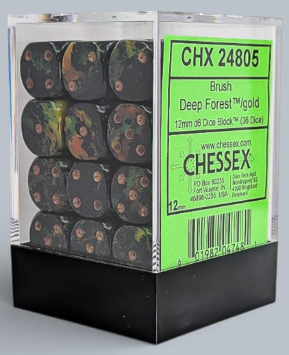 Chessex Thirty-Six d6 Pack: Brush Deep Forest/Gold