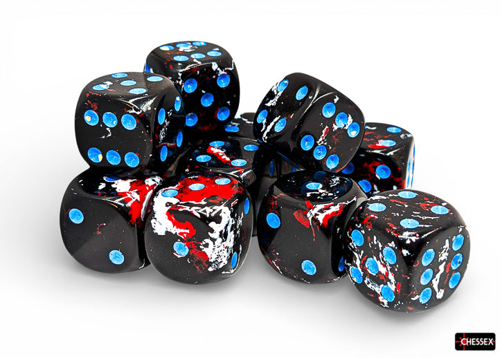 Chessex Twelve d6 Pack: Brush Dark Side/Blue