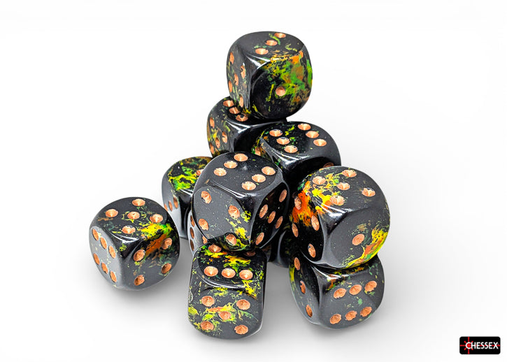 Chessex Twelve d6 Pack: Brush Deep Forest/Gold