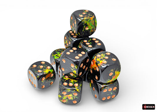 Chessex Twelve d6 Pack: Brush Deep Forest/Gold
