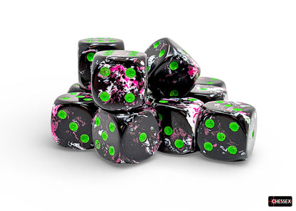 Chessex Twelve d6 Pack: Brush Paintball/Green