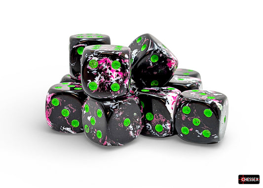 Chessex Twelve d6 Pack: Brush Paintball/Green