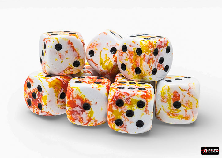 Chessex Twelve d6 Pack: Brush Sunrise/Black