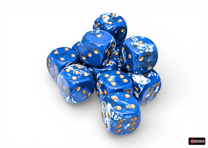 Chessex Twelve d6 Pack: Brush Wavebreak/Gold