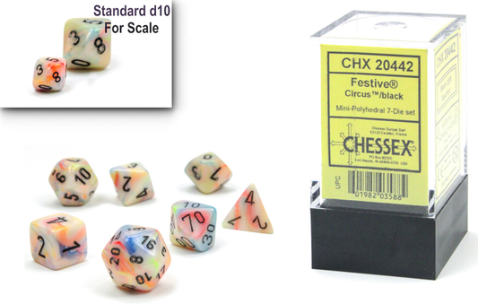 Chessex Mini: Festive - Circus/Black (Black Light Reactive)