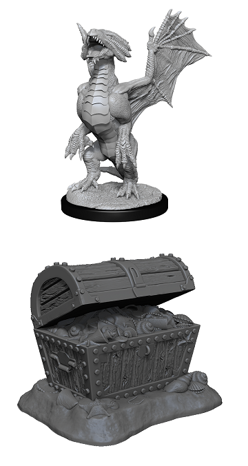 D&D - Bronze Dragon Wyrmling & Pile of Sea Found Treasure