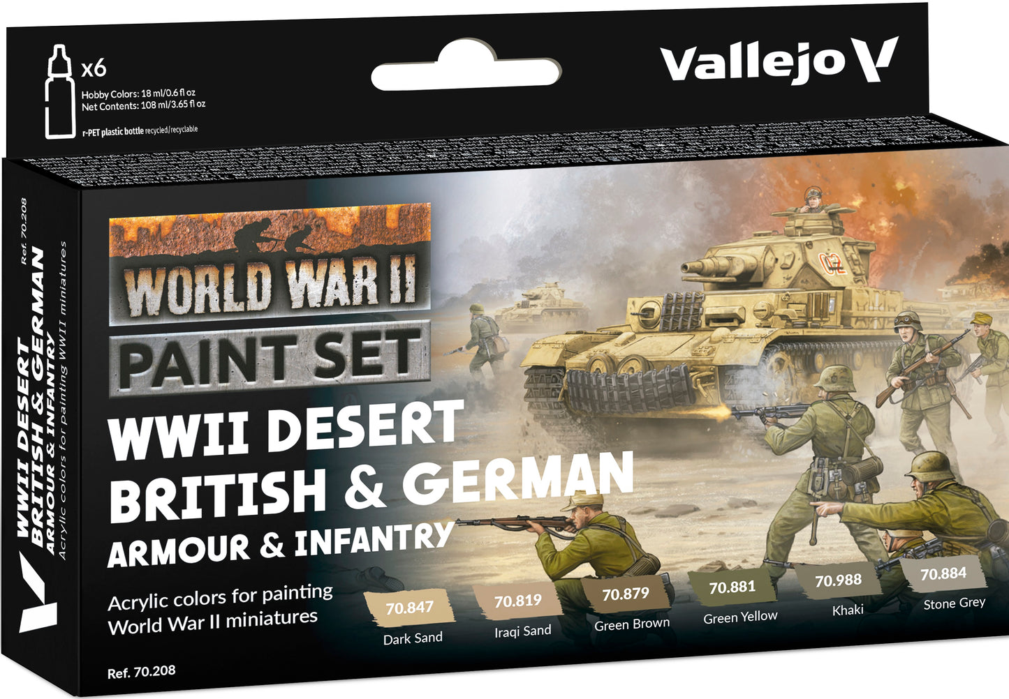 Game Color Paint Set - WWII Desert British & German Armour & Infantry