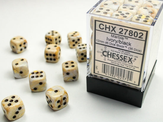 Chessex Thirty-Six D6 Pack: Opaque - Ivory/Black