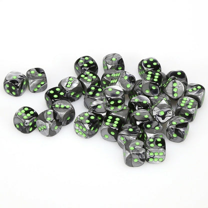 Chessex Thirty-Six D6 Pack: Gemini - Black-Grey/Green
