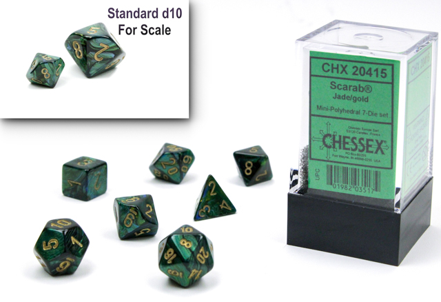 Chessex Mini: Scarab - Jade/Gold