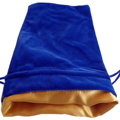 Large Velvet Dice Bag - Blue with Gold Satin