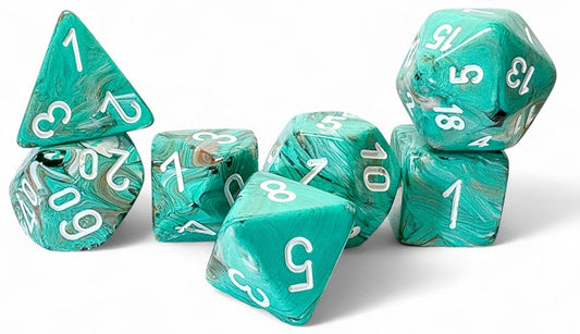 Chessex Mega-Hedral: Marble Oxi-Copper/White