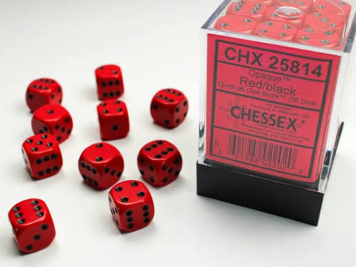 Chessex Thirty-Six D6 Pack: Opaque - Red/Black