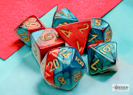 Chessex Mini: Gemini - Red-Teal/Gold