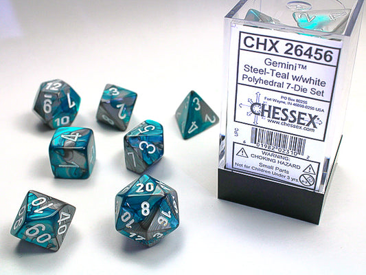 Chessex: Steel-Teal/White