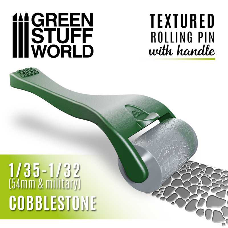 Textured Rolling Pin with Handle - Cobblestone