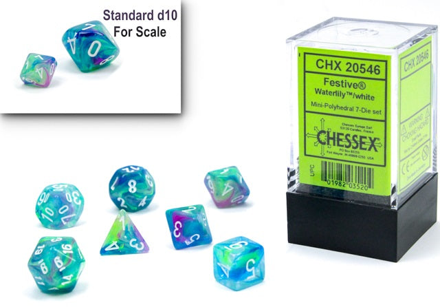 Chessex Mini: Festive - Waterlily/White