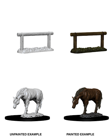 WIZKIDS UNPAINTED MINIS WV10 HORSE AND HITCH